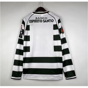 Mens Sporting Lisbon Retro Long Sleeve Home Jersey 2001/03 rear view showing matching team styling