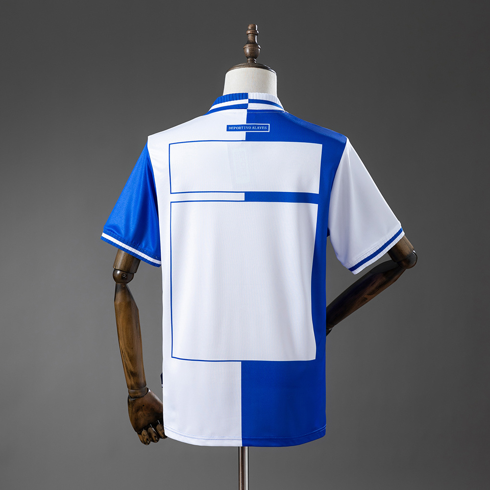 Mens Deportivo Alaves Retro Home Jersey 1999/00 Mens Deportivo Alaves Retro Home Jersey 1999/00 rear view showing authentic team styling