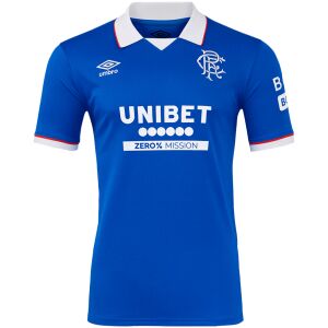Mens Glasgow Rangers Home Jersey 2025/26 front view with white polo collar
