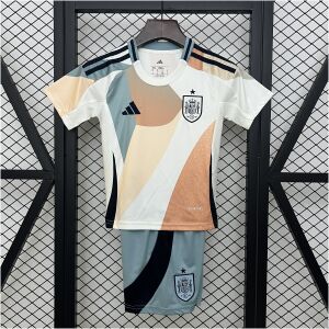 Kids Spain Away Jersey 2025 front view on hanger
