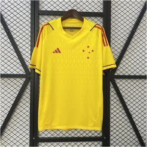 Mens Cruzeiro Limited Edition Yellow Goalkeeper Jersey 2024/25 front view on display