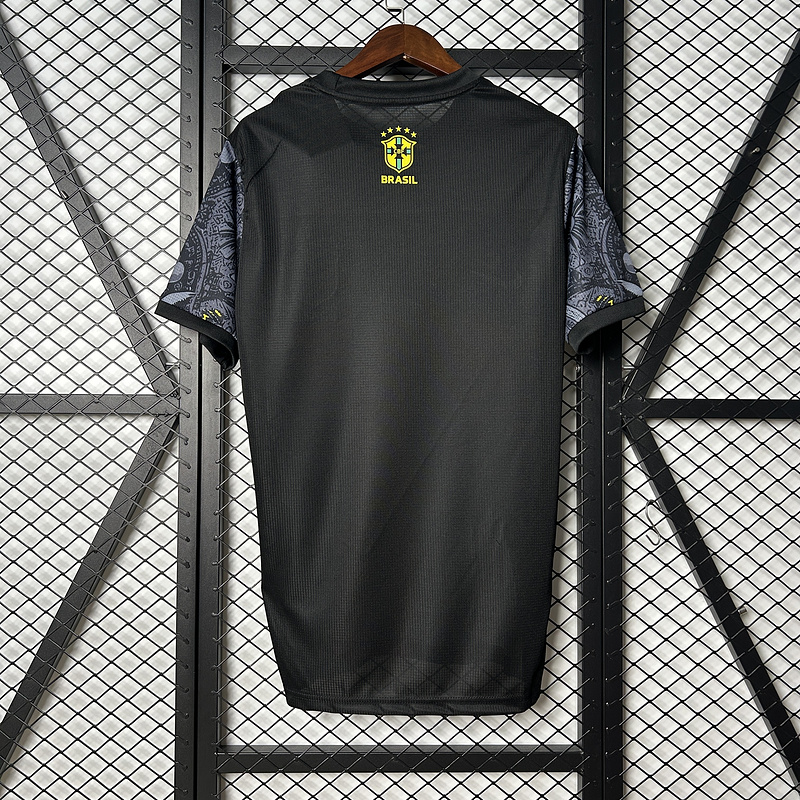 Mens Brazil Black Jesus special Jersey 2025 Mens Brazil Black Jesus special Jersey 2025 back view detail