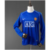 Mens Manchester United Retro Long Sleeve Goalkeeper Jersey 2007/08 on mannequin showing royal blue body with AIG sponsor