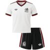 White Mexico kids away jersey with black and red trim front view