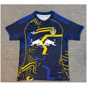 Mens Leeds United blue Special Jersey 2025/26 Mens Leeds United blue Special Jersey 2025/26 flat display showing navy body with royal blue and yellow contour graphics