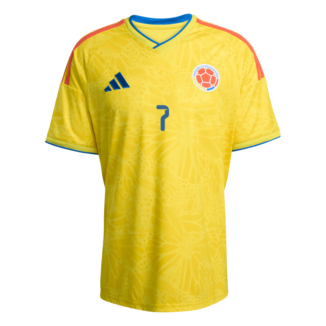Mens LUIS DIAZ Colombia World Cup Home Jersey 2026 Mens LUIS DIAZ Colombia World Cup Home Jersey 2026 rear view showing matching team styling