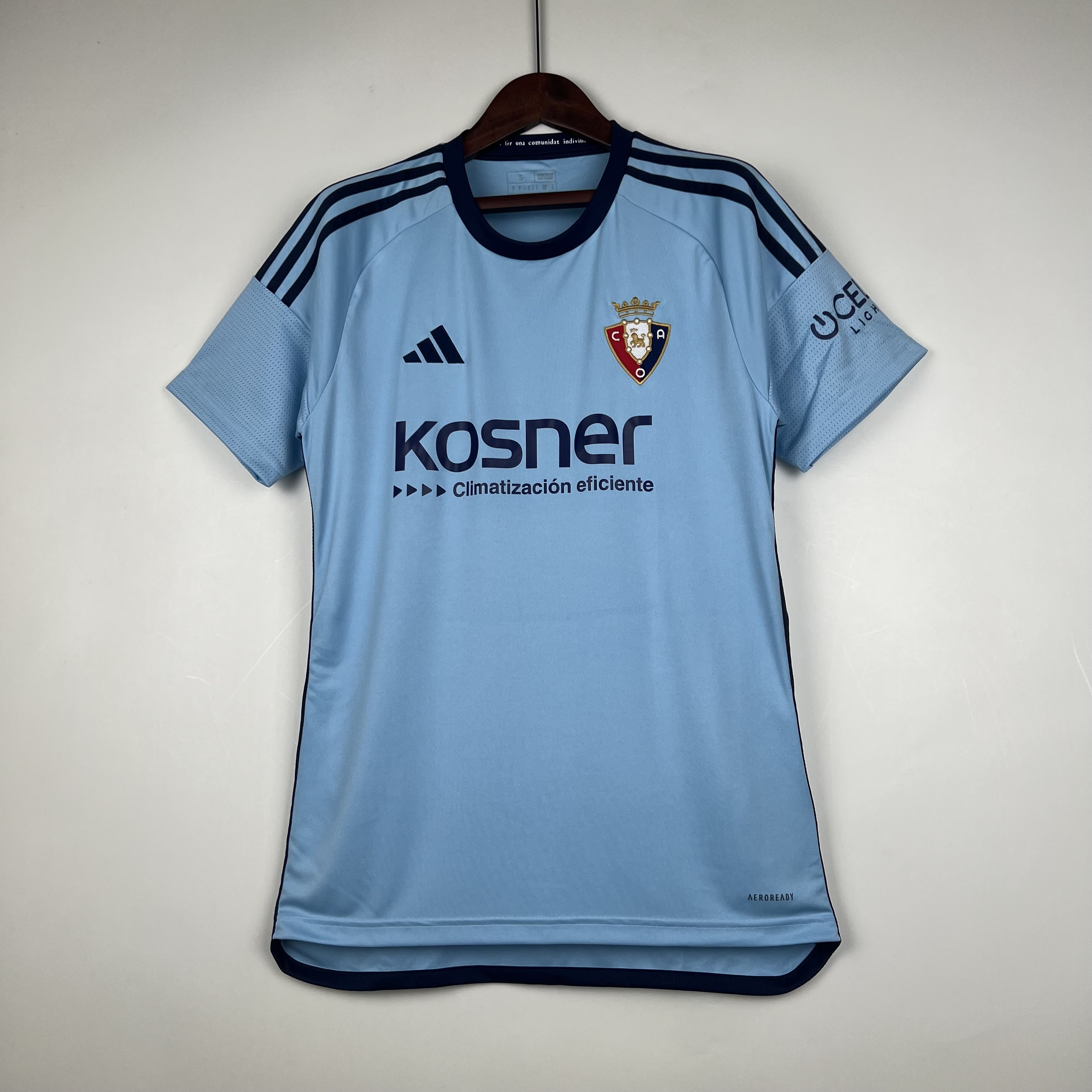Mens Osasuna game blue Third Jersey 2023/24 Mens Osasuna game blue Third Jersey 2023/24 front view on display