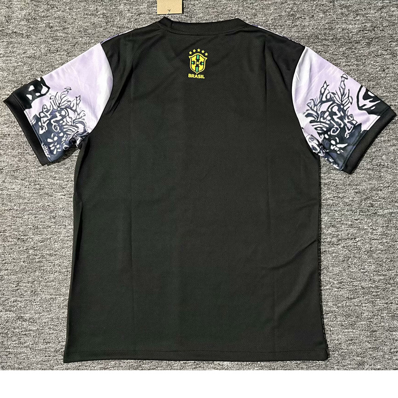 Mens Brazil Black White Jesus Edition Jersey 2025 Mens Brazil Black White Jesus Edition Jersey 2025 back view detail