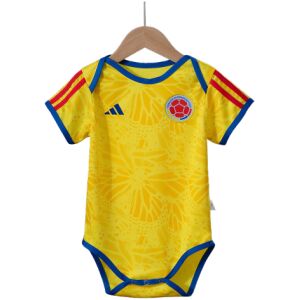 Baby Colombia World Cup Home Jersey 2026 yellow infant bodysuit front view on hanger