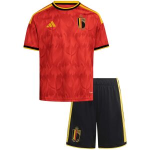 Kids Belgium World Cup Home Kit 2026 Kids Belgium 2026 red home shirt with flame print and crest front view