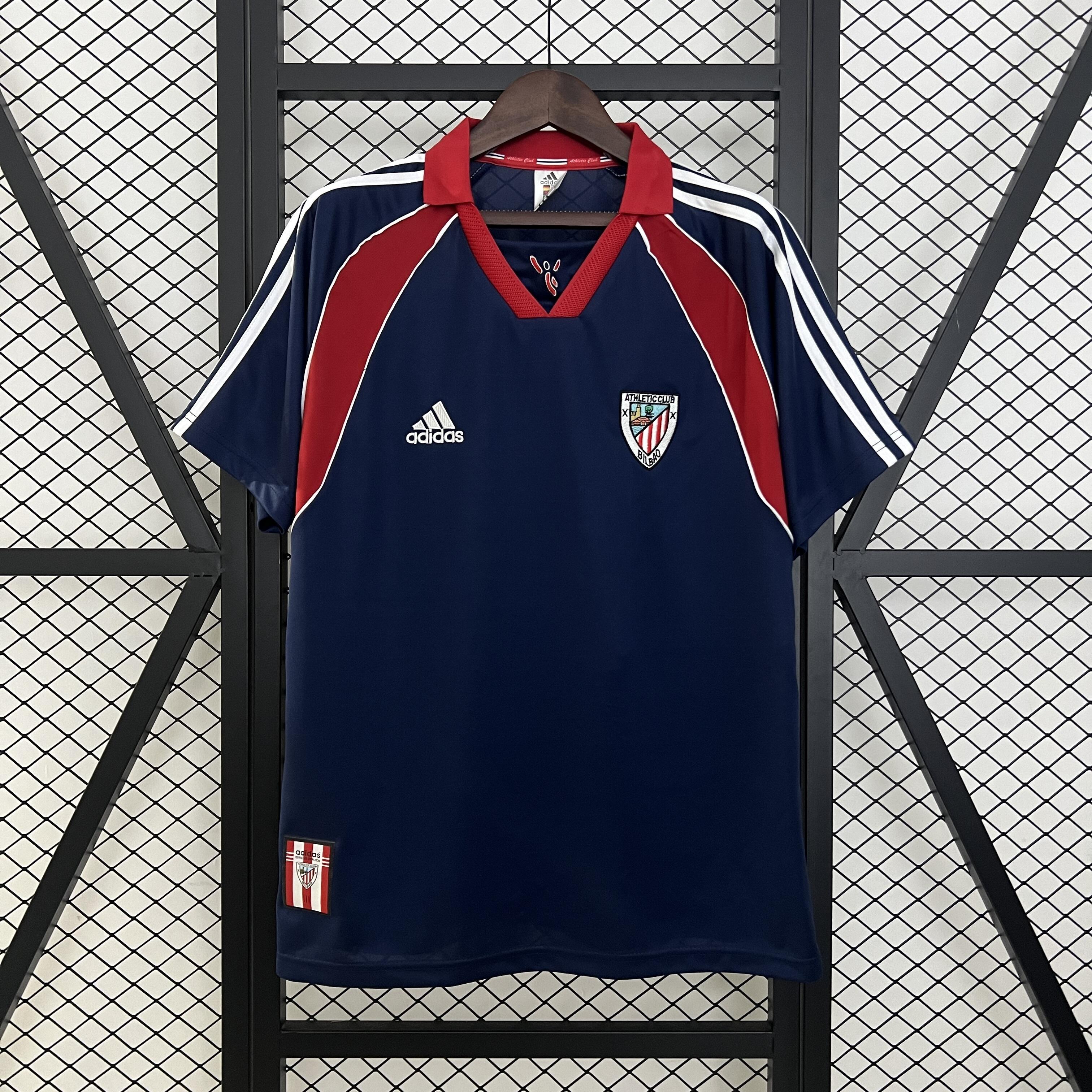 Mens Athletic Bilbao Retro Away Jersey 1999/00 Mens Athletic Bilbao Retro Away Jersey 1999/00 front view on display