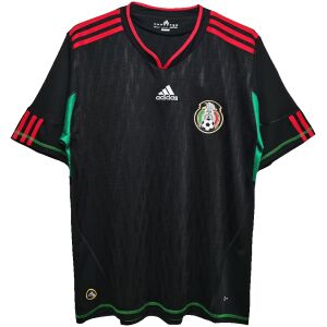 Mens Mexico World Cup Retro Away Jersey 2010 black shirt front view