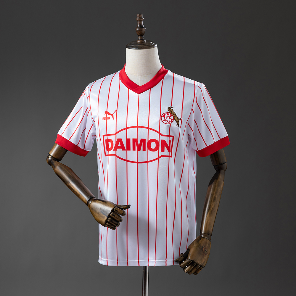 Mens FC Koln Retro Home Jersey 1986/87 Mens FC Koln Retro Home Jersey 1986/87 front view on display