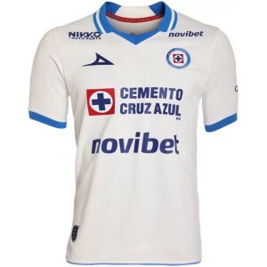 Mens Cruz Azul Player Version Away Match Jersey 2026/27 white shirt front view with blue collar and Cemento Cruz Azul sponsor