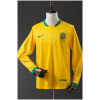Mens World Cup Brazil Retro Long Sleeve Home Jersey 2006 front view on mannequin showing yellow long-sleeve body