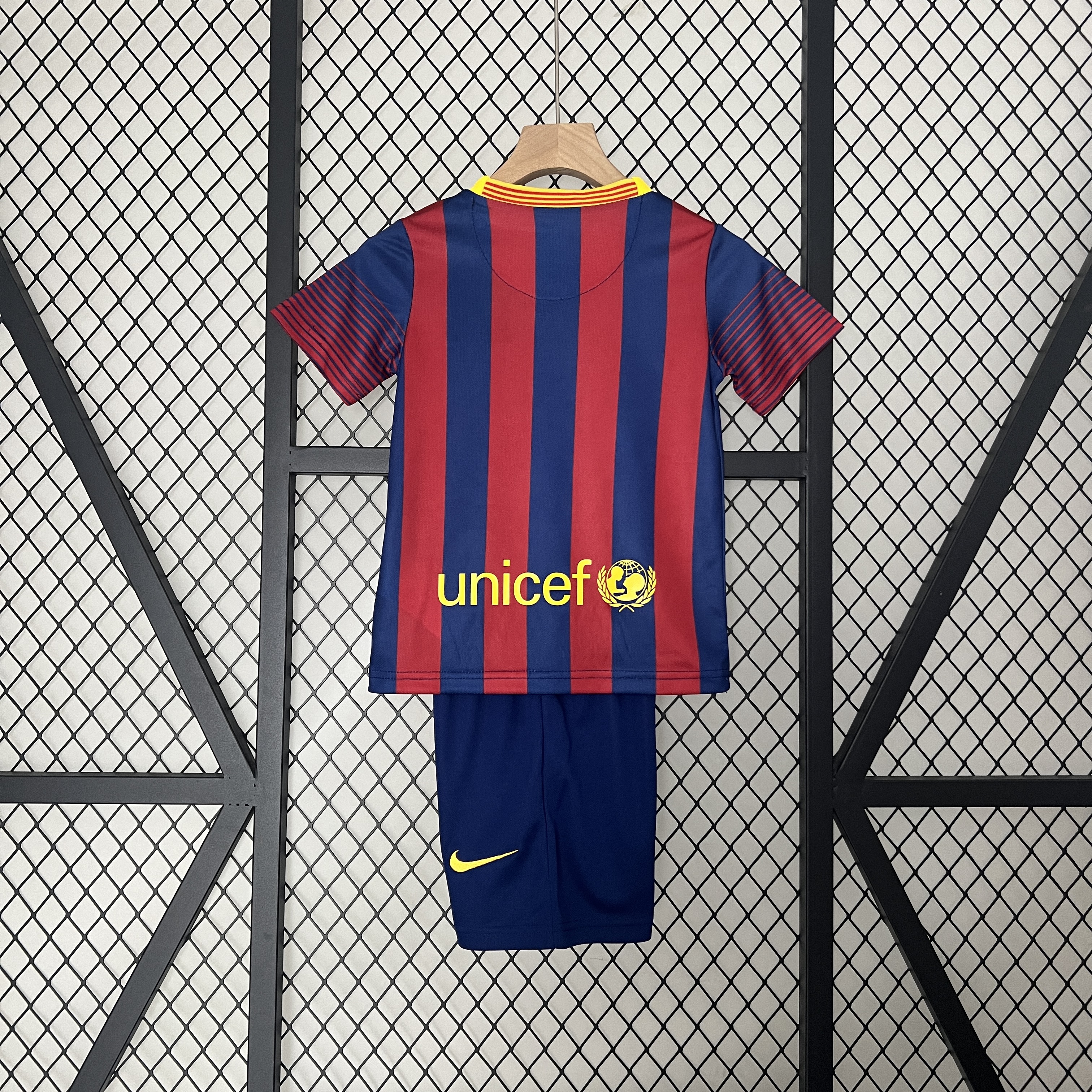 Kids Barcelona Retro Home Kit 2013/14 Kids Barcelona Retro Home Kit 2013/14 rear view of shirt and shorts