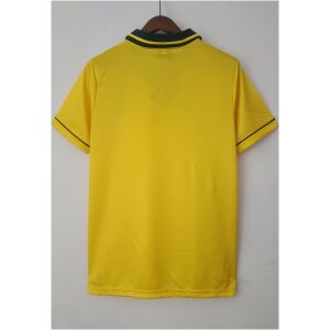 Mens Brazil yellow Retro Home Jersey 1993 back view detail