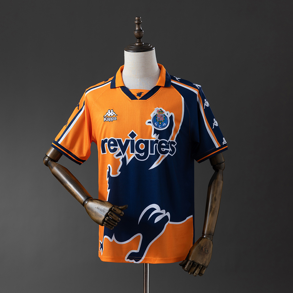 Mens Porto Retro Away Jersey 1997/99 Mens Porto Retro Away Jersey 1997/99 showing orange and navy dragon graphic design