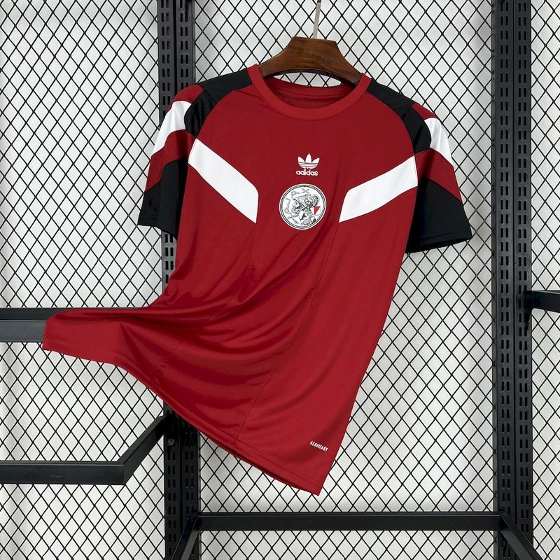 Mens Ajax Red Training Kit Jersey 2024/25 Mens Ajax Red Training Kit Jersey 2024/25 front view on display