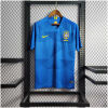 Mens World Cup Brazil Retro Away Jersey 2018 on hanger showing blue body with geometric star watermark pattern