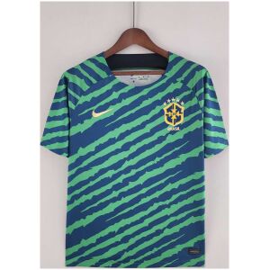 Mens World Cup Brazil green and blue Special Edition Jersey 2022 on hanger showing green and blue diagonal slashes