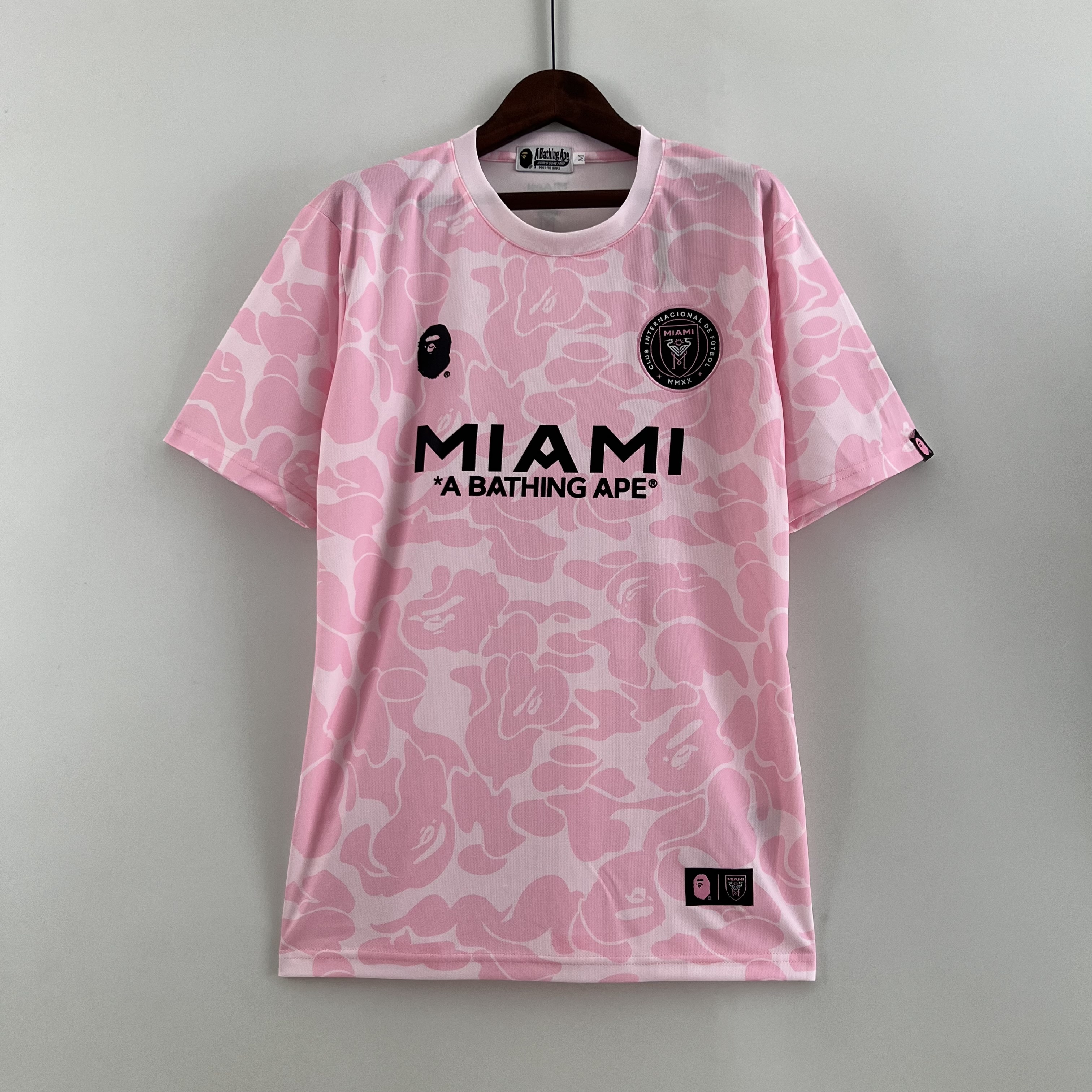 Mens Inter Miami Joint Edition Pink Jersey 2023/24 Mens Inter Miami Joint Edition Pink Jersey 2023/24 front view in pink camo