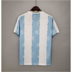 Mens Argentina Commemorative Edition White Blue Retro Jersey 2021 back view detail