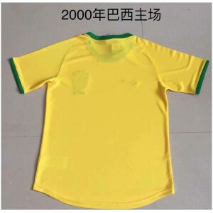 Mens Brazil Yellow Retro Home Jersey 2000 back view detail