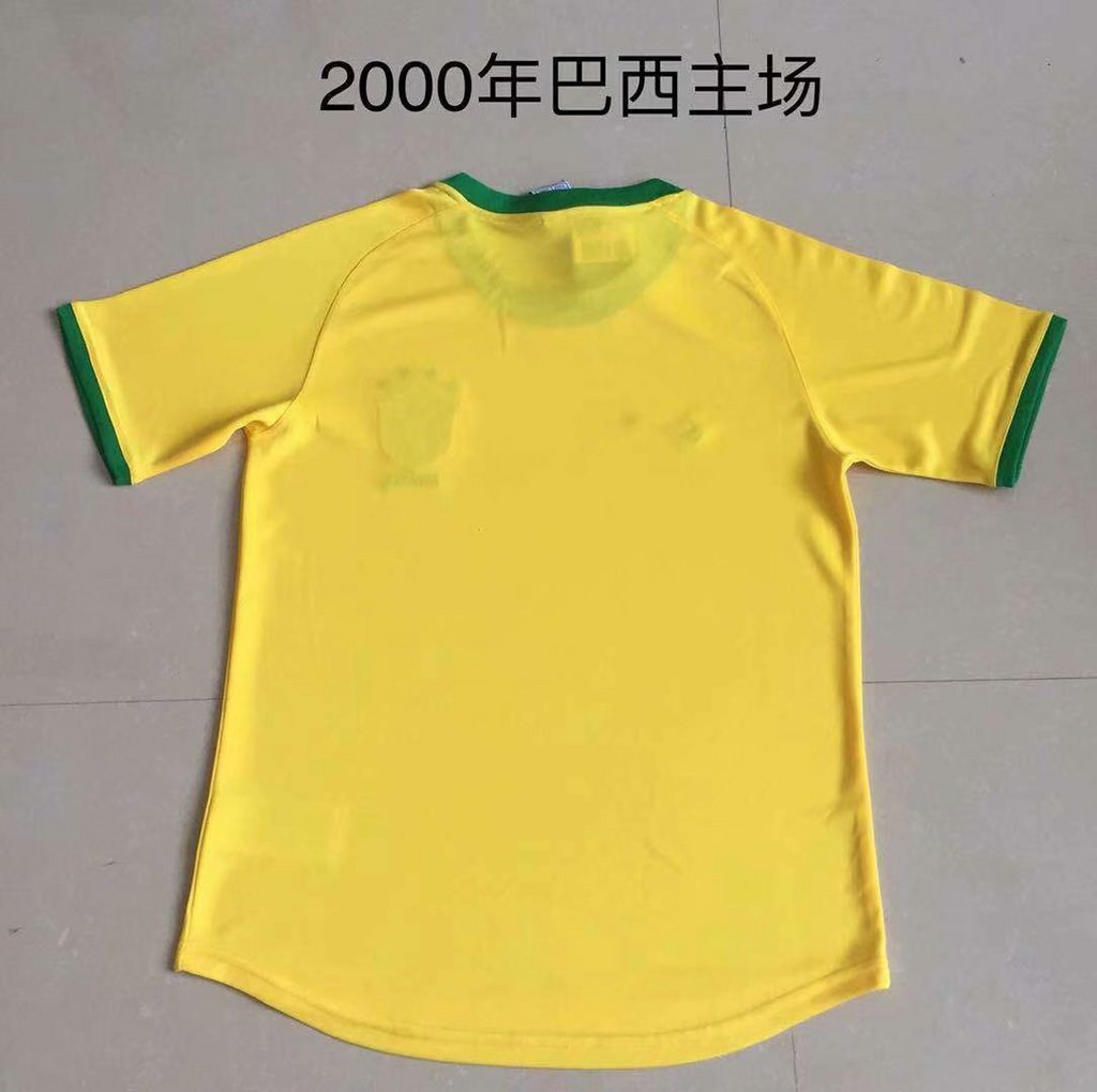 Mens Brazil Yellow Retro Home Jersey 2000 Mens Brazil Yellow Retro Home Jersey 2000 back view detail