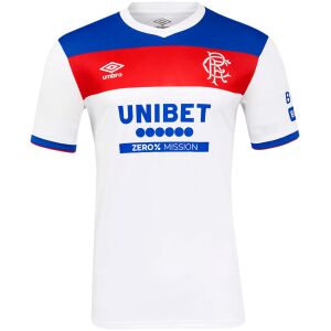Mens Glasgow Rangers Away Jersey 2025/26 front view with tri-color chest block