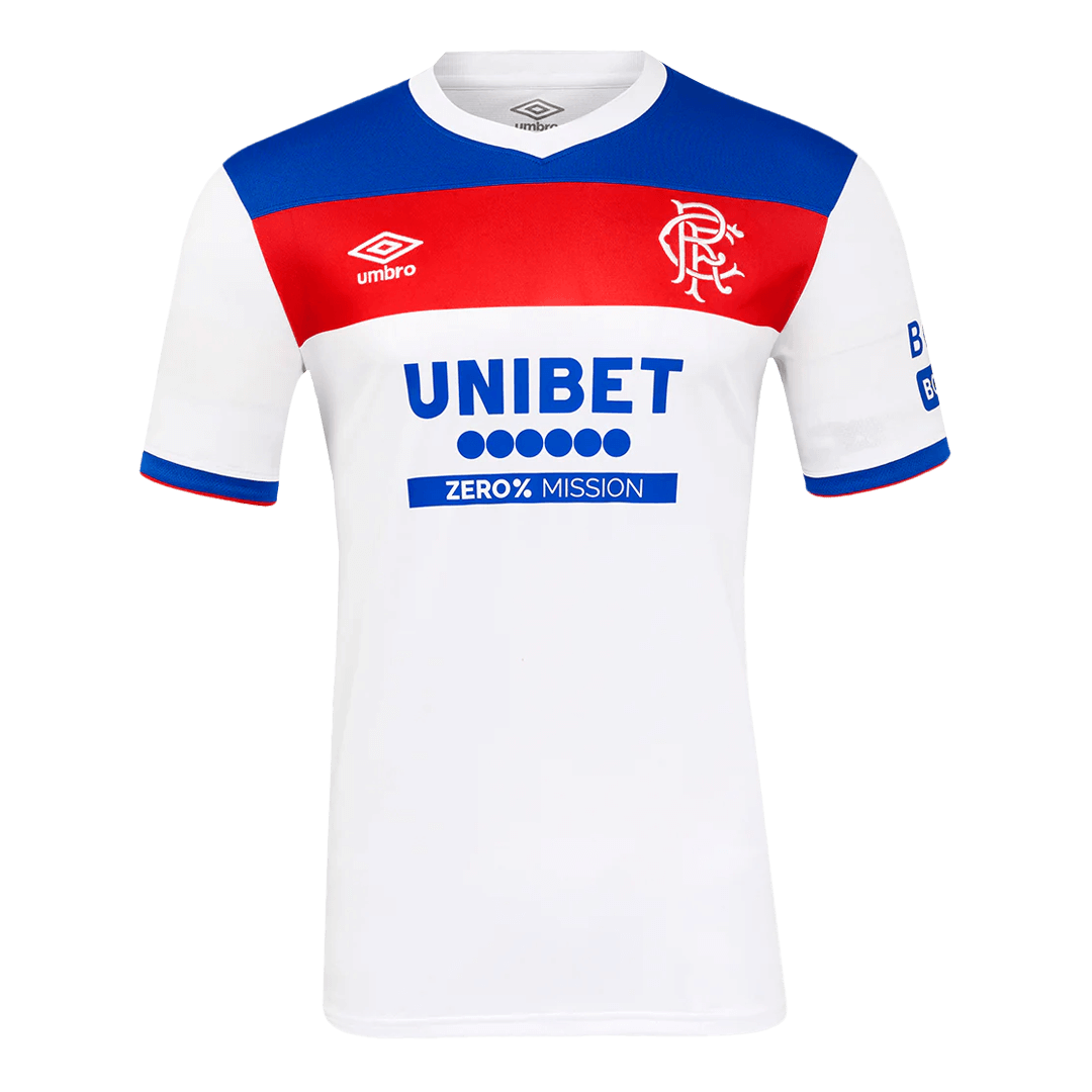 Mens Glasgow Rangers Away Jersey 2025/26 Mens Glasgow Rangers Away Jersey 2025/26 front view with tri-color chest block