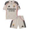 Kids Benfica Away Kit 2025/26 front view in beige with red accent piping