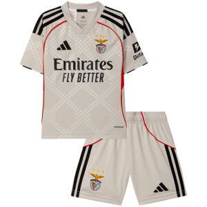 Kids Benfica Away Kit 2025/26 front view in beige with red accent piping