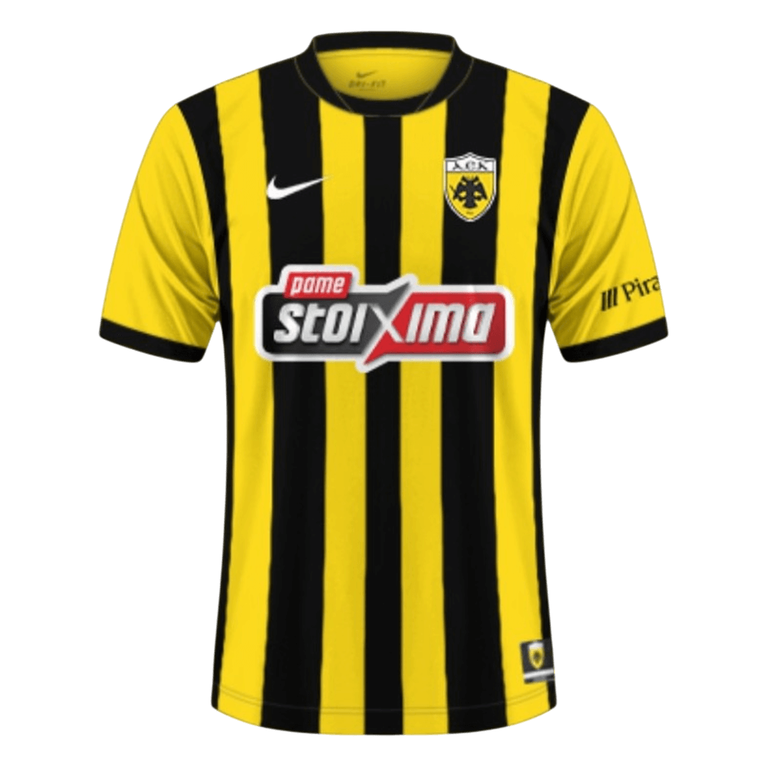 Mens AEK Athens Home Jersey 2025/26 Mens AEK Athens Home Jersey 2025/26 front view in yellow and black stripes