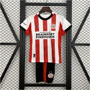 Kids PSV Eindhoven Home Kit 2025/26 front view on display