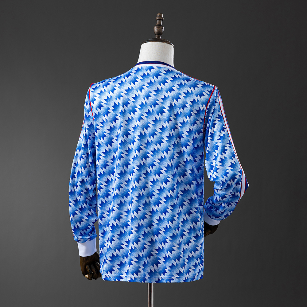 Mens Manchester United Retro Long Sleeve Away Jersey 1990/92 Mens Manchester United Retro Long Sleeve Away Jersey 1990/92 back view detail