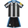 Kids Newcastle United Home Jersey Kit 2026/27 striped shirt and black shorts front view