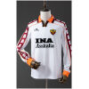 Mens Roma Retro Long Sleeve Away Jersey 1998/99 on mannequin showing white body and Lupetto taped sleeves