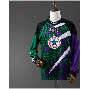 Mens Newcastle United Retro Long Sleeve Goalkeeper Jersey 1995/96 on mannequin showing purple and green fractal pattern