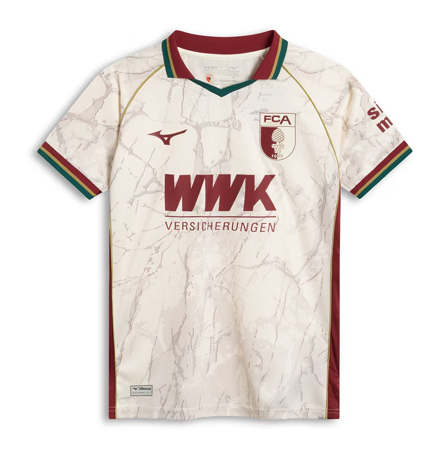 Mens FC Augsburg Home Jersey 2026/27 Player Version Mens FC Augsburg Home Jersey 2026/27 front view in cream with marbled texture