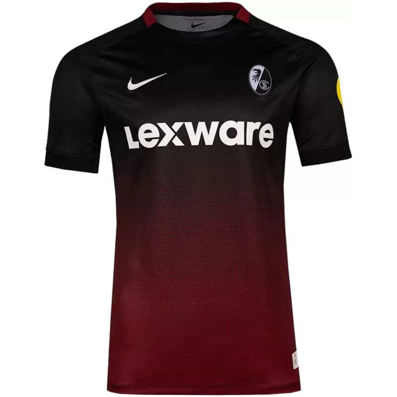 Mens SC Freiburg Third Jersey 2026/27 Mens SC Freiburg Third Jersey 2026/27 black and burgundy gradient front view