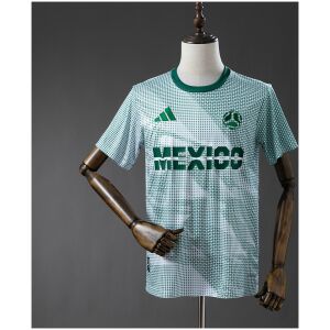 Front view of the Mens Mexico World Cup Green Special Edition Jersey 2025 in white with green eagle micro-dots