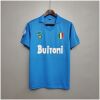 Front view of the Mens Napoli Retro Home Jersey 1987/88 in azure blue with Scudetto shield and Buitoni sponsor