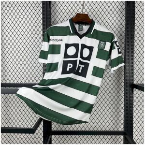 Mens Sporting Lisbon Retro Home Jersey 2000/01 Mens Sporting Lisbon Retro Home Jersey 2000/01 front view with green hoops