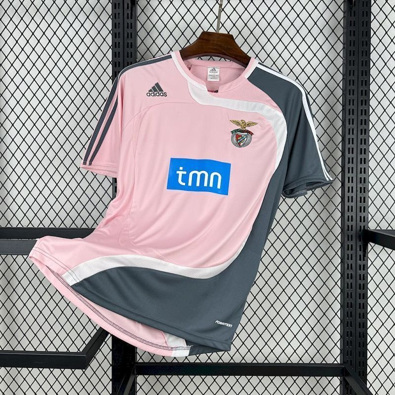 Mens Benfica Retro Home Jersey 2007/08 Mens Benfica Retro Home Jersey 2007/08 front view in pink and dark grey