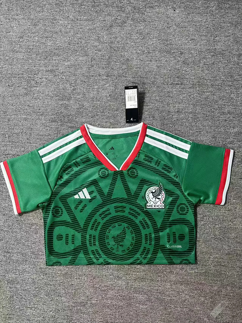 Womens Mexico World Cup V/neck Home Jersey 2026 Womens Mexico World Cup V/neck Singlet Kits Home Jersey 2026 flat lay view
