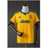 Mens Juventus Retro Away Jersey 2017/18 front view in yellow with blue trim and Jeep sponsor