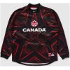 Front view of the Mens World Cup Canada LS Goalkeeper Jersey 2026 with red star graphics and long sleeves