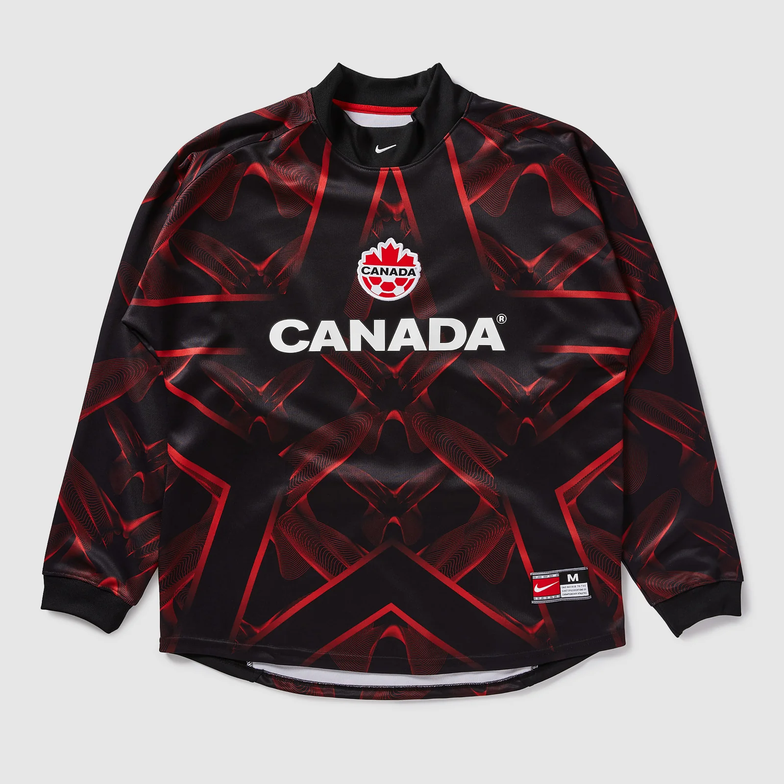Mens World Cup Canada LS Goalkeeper Jersey 2026 Front view of the Mens World Cup Canada LS Goalkeeper Jersey 2026 with red star graphics and long sleeves