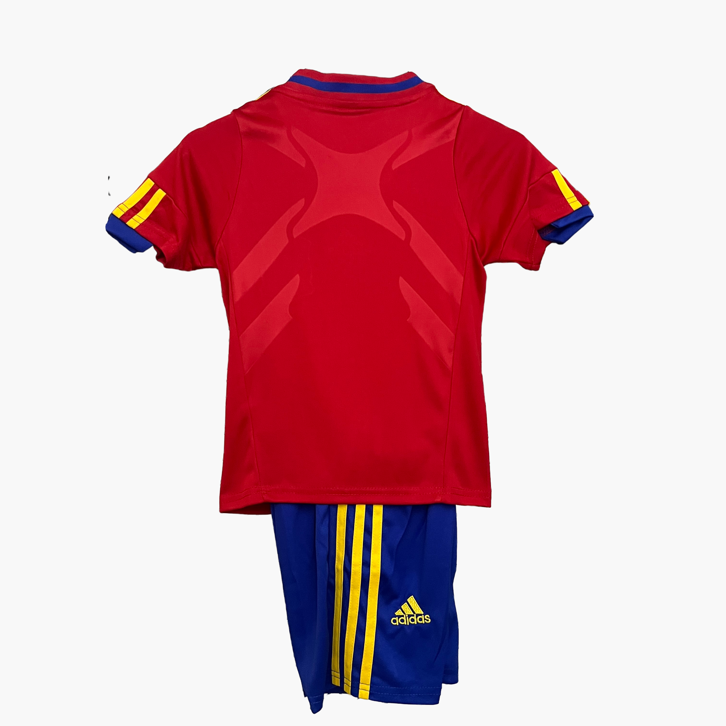 Kids Spain Retro Home Kit 2010 Kids Spain Retro Home Kit 2010 rear view of shirt and shorts